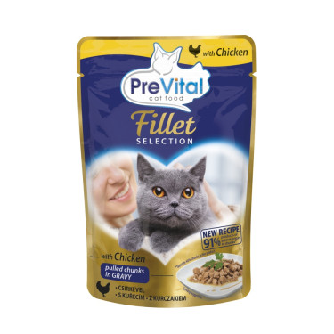 Kapsička pre mačky PreVital 85 g - Fillet Selection mačka kura