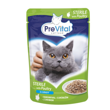 Vrecko pre mačky PreVital mačka sterile hydinová v omáčke, vrecko 100 g