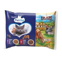 Vrecko pre mačky Prevital Farm Selection mačka hovädzie a morčacie v omáčke, vrecko 85 g (4 pack)
