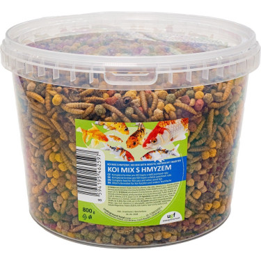KOI Mix s hmyzom - Kompletné krmivo pre jazierkové ryby a KOI kapre 800 g