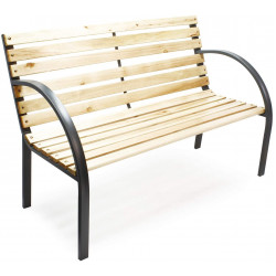 Záhradná lavička Gama - kovová s drevom, 120 x 62 x 82 cm
