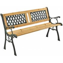 Záhradná lavička Epsilon - kovová s drevom, 122 x 54 x 73 cm