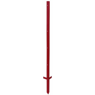 Kovový stĺpik pre elektrický ohradník 150 cm x 3 mm, 5 otvorov - dvojitý nášľap, červený
