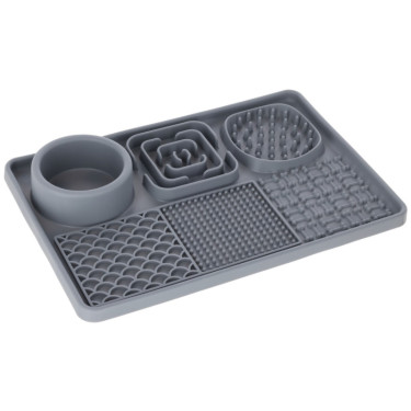 Lízacia podložka pre psov XL s miskou, 30 x 20 cm, sivá  