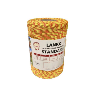 Lanko STANDARD pre el. ohradník, 3x0,20 mm Niro, 500 m, žlto-oranž.  