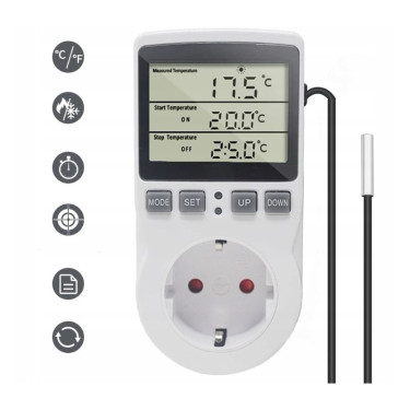 Zásuvkový termostat KT3100 so čidlom a časovým spínačom