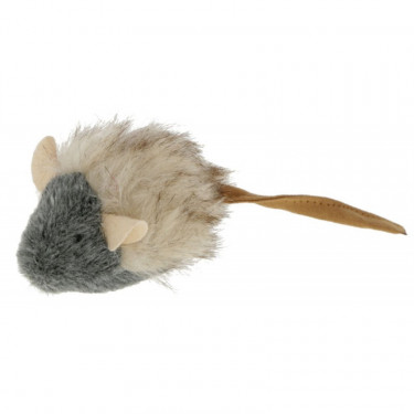 Kerbl hračka pre mačky plyšová - pískacia myška, šedá, 15 x 5 cm