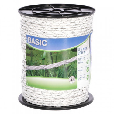 Lano BASIC pre el. ohradník, 2x0,50 mm FeSn, 200 m, biela