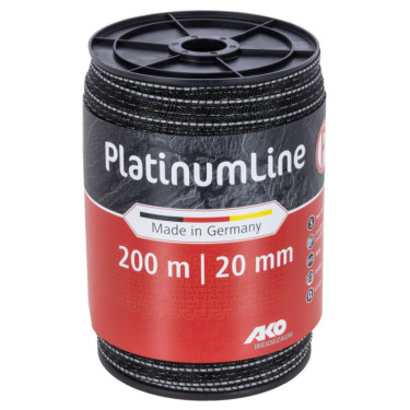 Páska PlatinumLine 20 mm pre el. ohradník, 5x0,20 mm Niro + 1x0,30 mm CuSn, 200 m, čierno-biela  
