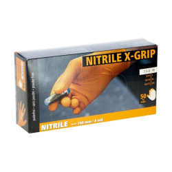 Nitrilové rukavice, X-Grip, oranžové, dĺžka 24 cm