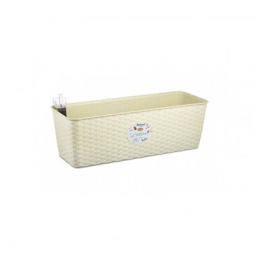 Truhlík Natural Delux samozavlažovací s ukazovateľom stavu vody, 50 cm, krémový
