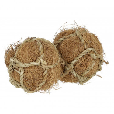Hracie a okusovacie jedlé loptičky z kokosového vlákna pre hlodavce, 2 ks
