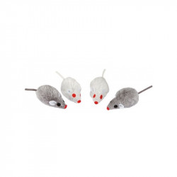 Hračka pre mačky - chlpatá myš s catnipom, 4 ks