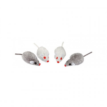 Hračka pre mačky - chlpatá myš s catnipom, 4 ks