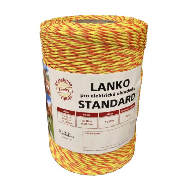 Lanko STANDARD pre el. ohradník, 3x0,20 mm Niro, 1000 m, žlto-oranž.  
